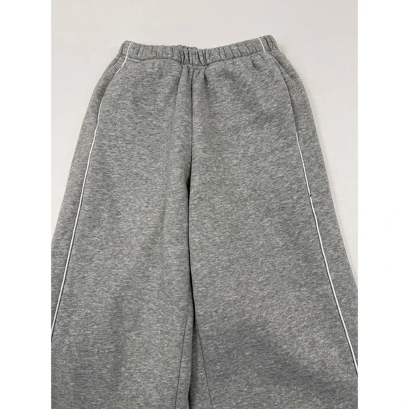 Edikted Grey Wide Leg Sweatpants White Piping Detail Women's XS Baggy Joggers - Picture 5 of 11